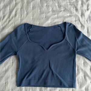 Garage Blue Cropped Long Sleeve Top